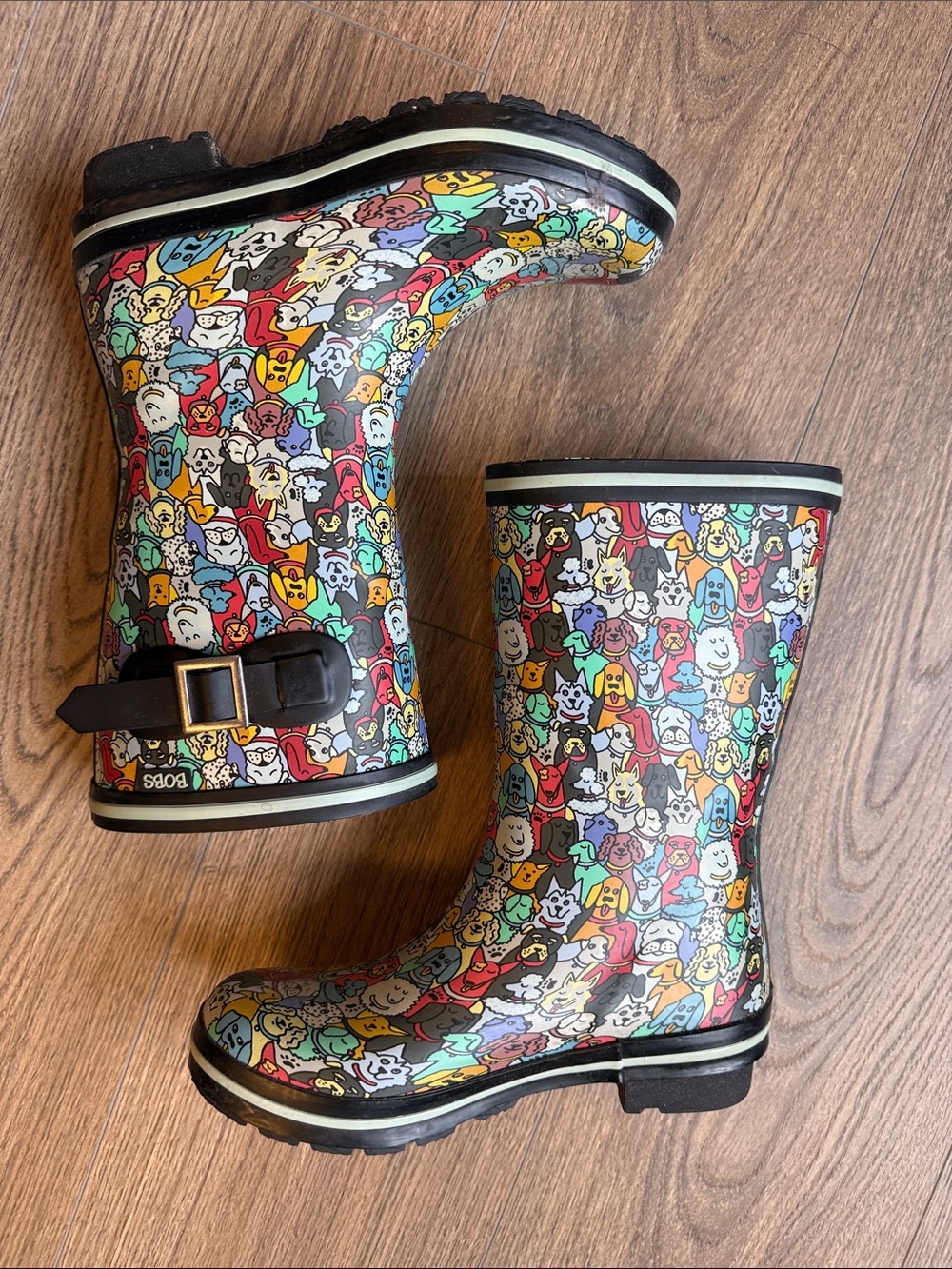 Bobs For Dogs Waterproof Rubber Dog Print Rain Boots